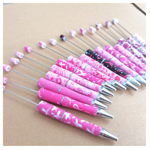 Bolígrafo <span class=keywords><strong>de</strong></span> Plástico con Diseño <span class=keywords><strong>de</strong></span> Concientización sobre el Cáncer <span class=keywords><strong>de</strong></span> <span class=keywords><strong>Mama</strong></span>, Impresión por Transferencia <span class=keywords><strong>de</strong></span> Agua, Bolígrafo Decorativo con Cuentas Coloridas - Product Image 4