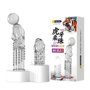 Cubierta para pene Tiger Tooth Soft Bead de 2.8 cm de diámetro, 8.2 cm de longitud extendida con 60 cuentas para uso adulto. - Product Image 5