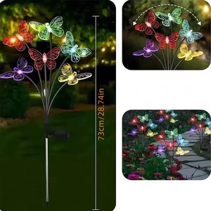 1PC 6 têtes LED solaire papillon lumières extérieures 2 Modes lumières <span class=keywords><strong>de</strong></span> décoration, lumière <span class=keywords><strong>de</strong></span> prise <span class=keywords><strong>de</strong></span> terre pour <span class=keywords><strong>jardin</strong></span>, pelouse, cour, paysage - Product Image 2