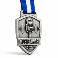 Medaglie Personalizzate con Logo per Sport, Danza e Musica, in Lega di Zinco, Rotonde, Smaltate, Placcate Argento con Nastro, per Anniversari e Eventi di Moda