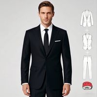 En stock – Vente en gros – Costume d'affaires 2 pièces pour homme en mélange viscose et polyester noir et bleu marine, respirant et infroissable