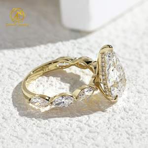 Женское Золотое кольцо с кристаллами, 14 карат, 18 карат - Product Image 2