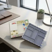 Ensemble de rangement de bureau élégant, boîte de rangement rayée bleue avec 7 compartiments