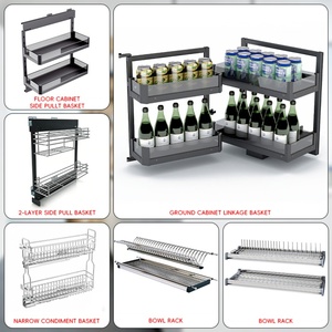 TIANYI Modern <b>Kitchen</b> Cabinet Accessories Double Layer Aluminium Electric Lift Pull-Down Organizer Large Capacity <b>Drawer</b> Basket - Product Image 3