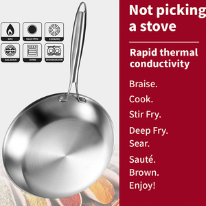 High Quality 304 Stainless Steel Honeycomb Frying <b>Pan</b> Tri-ply Hybrid Bottom Induction Compatible Non-stick Skillet for Kitchen - Product Image 3
