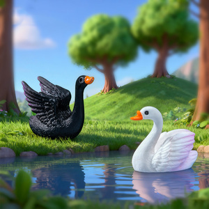 Accesorios para Jardín de Hadas, Figura de Cisne en Miniatura Blanca y Negra de Resina para Decoración de Pasteles, Manualidades y Paisajismo con Musgo - Product Image 4