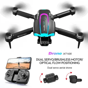 XT105 4K fırçasız Drone çift HD kamera 2.4G WIFI FPV optik akış 8K katlanabilir Quadcopter Rc uçak