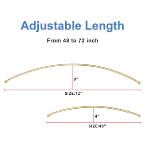 Tringle <span class=keywords><strong>de</strong></span> <span class=keywords><strong>douche</strong></span> OEM en acier inoxydable courbé, antirouille, réglable, installation facile, 50-72 pouces, doré - Product Image 6