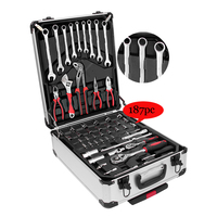 Cassetta degli attrezzi Set meccanico professionale Kit di utensili a mano per auto 187PCS Set di strumenti hardware per la casa con chiave a bussola Set 1/2 3/8 1/4