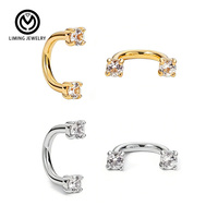 Boucles d'oreilles créatives AE152 en argent sterling 925 avec zircon, clous d'oreilles en forme de U pour usage quotidien, cadeaux d'anniversaire, bijoux