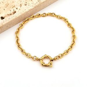 Moda transfronteriza simple ins primavera hebilla hoja pulsera Acero inoxidable chapado 18K oro clip cadena mujer <span class=keywords><strong>marea</strong></span> cadena - Product Image 3