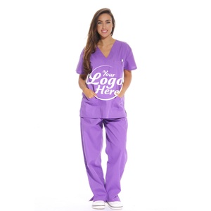 Ensembles de blouses médicales pour femmes, six poches, blouses médicales (col en V, pantalon cargo) coupe droite, 100% polyester - Product Image 6