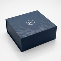 Boîte cadeau écologique à fermeture magnétique 2026, doublée d'éponge, bleu nuit mat, pliable, en papier, pour bijoux et parfums, emballage haut de gamme