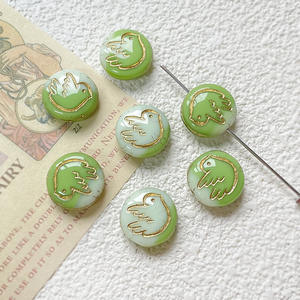 Czech Green Colored <b>Glass</b> With Gold <b>Beads</b> DIY Handmade Jewelry <b>Bracelet</b> Necklace <b>Bead</b> Accessories Material - Product Image 4