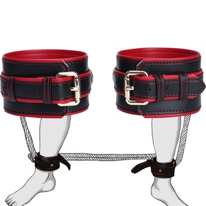 BDSM Starter Regular Two-Tone <b>Leather</b> Handcuffs Ankle Cuff Microfiber <b>Leather</b> Body Bondage Restraint Set for Slave Training Game - Product Image 4