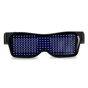 Özelleştirilebilir LED ışık gözlük için Raves, partiler, müzik festivalleri, cadılar bayramı USB şarj ile düzenlenebilir APP güneş gözlüğü