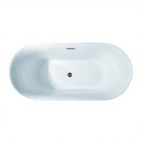 Baignoire autoportante rectangulaire moderne en acrylique, certifiée CUPC, écologique, 1,5 m, sans jets de massage