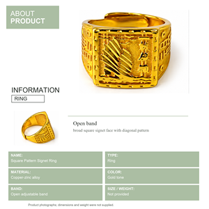 Anillo de Cóctel Chapado en Oro para Hombre, Diseño de Escudo Hiphop, Joyería de Latón, Regalo, Anillo de Moda - Product Image 2
