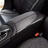 4 pièces de protection pour boutons de commande du panneau de l'accoudoir central en fibre de carbone, accessoires intérieurs pour Mercedes Benz GLC X253 Classe C W205