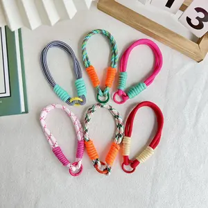 Universal Phone Case Wrist Strap Anti Lost Tether Tabs Colorful Hand Nylon Short Rope With Tpu Patch For Iphone Samsung