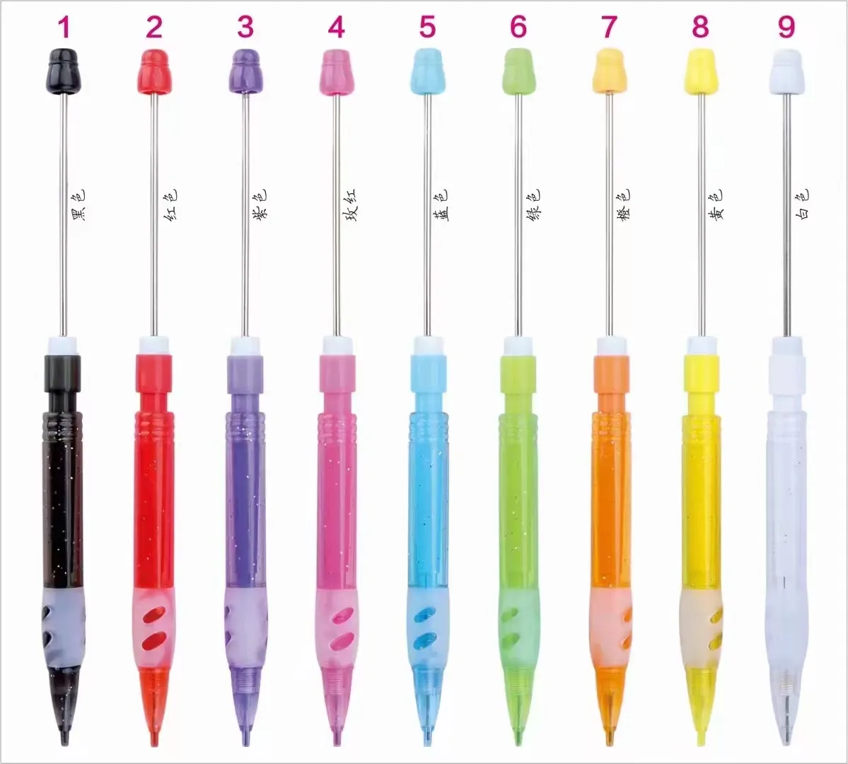 RTS Fast Shipping Bulk Multi Color No Sharpening DIY Blank Bar Add Beads Mechanical Pencil Novelty Kids Stationery Bead Pencil