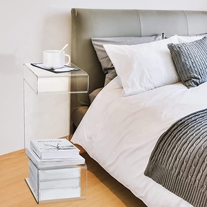 Bàn Hai Đầu Acrylic Trong Suốt Hình Chữ S Hiện Đại Bàn Cạnh Giường Acrylic Trong Suốt Bàn Cạnh Sofa Acrylic Bàn Cạnh Lucite - Product Image 4