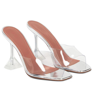 Sandales transparentes à talon cristal pour femme, nouvelle collection été, style Amina, verres à vin et sandales à bout carré tendance - Product Image 3
