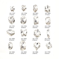 Strass en verre 3D Paso Sico pour nail art - Formes fantaisie ultra-brillantes (carrés épais à fond pointu) - Blanc transparent, style français simple et élégant