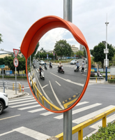 Miroir de sécurité convexe intérieur 60 cm (24 pouces) en PC, grand angle, antivol, ABS, orange, fixation murale pour magasin, entrepôt, bureau, coin