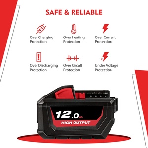 แบตเตอรี่ลิเธียมไอออน 18V 12.0Ah กำลังสูง สำหรับเปลี่ยนแบตเตอรี่สว่านไร้สาย ใช้กับเครื่องมือไฟฟ้า Milwaukee รุ่น M18S MWB - Product Image 3