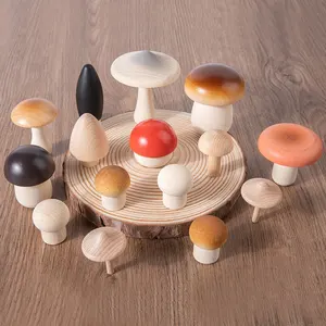 木製シミュレーションマッシュルームゲームかわいいブナ工芸品は木製の赤ちゃんを飾る初期教育木製のキノコのおもちゃ