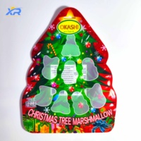 Herbruikbare Mylar verpakkingstas in de vorm van een kerstboom, van voedselveilige kunststof, met gravureprint, gestanst, snoepzak met transparant venster