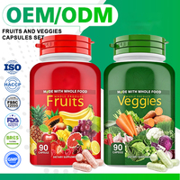 OEM ODM Ensemble de capsules de fruits et légumes, 90 capsules chacune, GMP HACCP FSSC 22000, Mélange d'aliments entiers, Saveur Taro et Matcha, Complément alimentaire