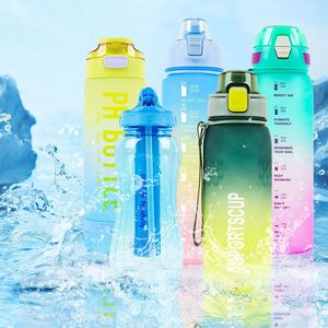 Botella de Agua Deportiva de 1 Litro, a Prueba de Fugas, Libre de BPA, con Marcador de Tiempo, Botella de Agua Motivacional de Plástico Grande para Correr - Product Image 5