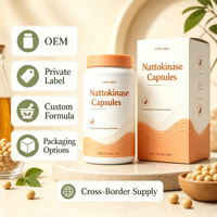 Capsules d'enzyme Nattokinase OEM - Haute puissance 2000 FU, sans OGM et sans gluten, 30 unités, étiquette personnalisée