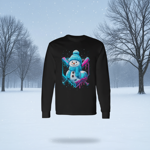 Camiseta de manga larga con diseño de muñeco de nieve de béisbol para niños, diseño divertido de invierno - Product Image 3