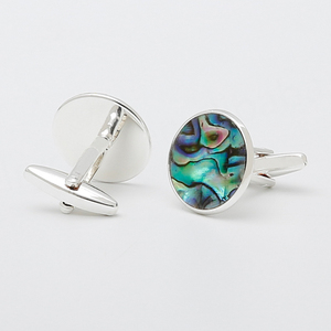 Top Quality Shirt Cufflinks Hot-selling Luxury <b>Abalone</b> <b>Shell</b> Inlaid Round Silver Men's Shirt Cufflinks - Product Image 4