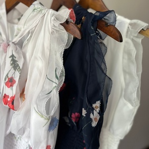 夏季别致清新印花蝴蝶结蕾丝立领无袖褶边甜美女装 - Product Image 4