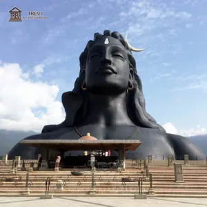 Life Size Large Hindu God Black Lord Adiyogi Shiva Marble Statue On Sale
