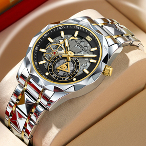 Premium Mens Openwork Automatic Watch Faceted Case Gold Accent Textured Dial Wristwatch for Formal Occasions - Product Image 3