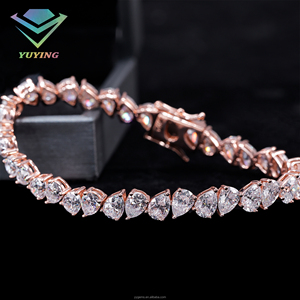 Upside down Claw setting Pear cut VVS moissanite GRA certificate Tennis <b>bracelet</b> Gold plated <b>925</b> sterling sliver Hiphop chain - Product Image 5
