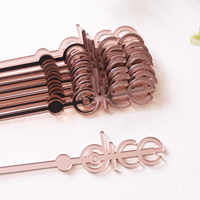Agitateurs à cocktail en acrylique miroir or rose avec logo laser, agitateurs à boisson découpés au laser pour décoration de mariage, bâtonnets à mélanger
