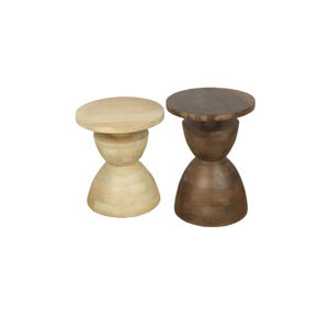 Table d'appoint en bois de manguier massif Boho côtier moderne fabriqué à la main finition blanchie naturelle Design minimaliste pour meubles de salon - Product Image 6