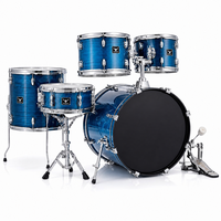 Batterie de percussions DW11 bleue 5 pièces avec coquilles en érable et bouleau, tailles 10, 12, 14, 16, 22 pouces et 3 cymbales en laiton B8 pour la pratique à domicile et en studio