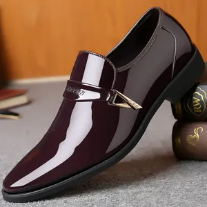 Loafers men's nightclub a pair of loafers round-headed patent leather shiny tide thick-soled formal casual men's shoes