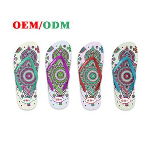 Sandales tongs décontractées pour femmes Nicecin avec logo personnalisé, sangle colorée, tongs en EVA rose, légères, chaussures de plage et de marche - Product Image 3