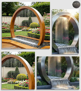 Fontana Personalizzata Grande per Interni ed Esterni in Acciaio Inossidabile, <span class=keywords><strong>Scultura</strong></span> d'Acqua a Cascata Circolare - Product Image 2