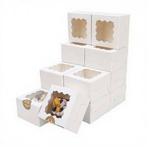 4*4*2.5 Inch Custom Made <b>Small</b> Square Self Erecting <b>Cake</b> <b>Box</b> Window Matt Lamination Embossing Kraft Paper Biscuit Dessert Food - Product Image 1