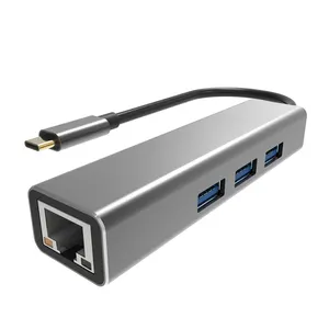 VCOM nuovo Stock 4-In-1 USB3.0 tipo-C porta Pro Hub adattatore In alluminio USB Hub Splitter RJ45