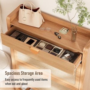 Shoe Storage <strong>Cabinet</strong> 3 Shelves Adjustable Shelves Narrow Free Standing Shoe Organizer Entryway/<strong>Hallway</strong>/Closet Natural Oak - Product Image 6